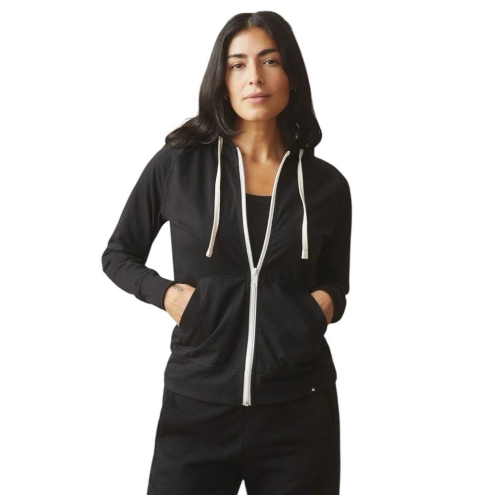 American Giant Lightweight Hoodie Womens S Black Full Zip Sweatshirt Raglan NWT
